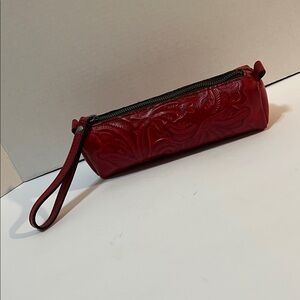 Patricia Nash Isla Red Tooled Leather oblong Wristlet